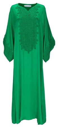 Bthaina | Persian Spell collection. Classic kaftan with tone on tone thick thread work around the neckline and sleeve cuffs.