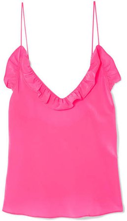 Les Rêveries - Ruffled Silk Crepe De Chine Camisole - Pink