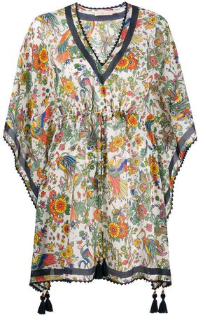 tassel-detail floral tunic