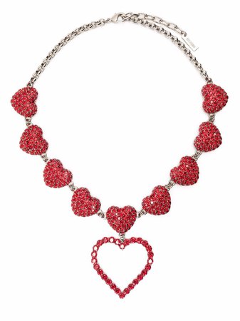 Moschino Crystal heart-embellished Necklace - Farfetch