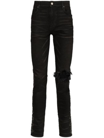 AMIRI Broken Side Studded Skinny Jeans - Farfetch
