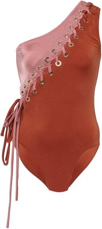 OYE Swimwear Charlotte Tie-Front Swimsuit Size: S