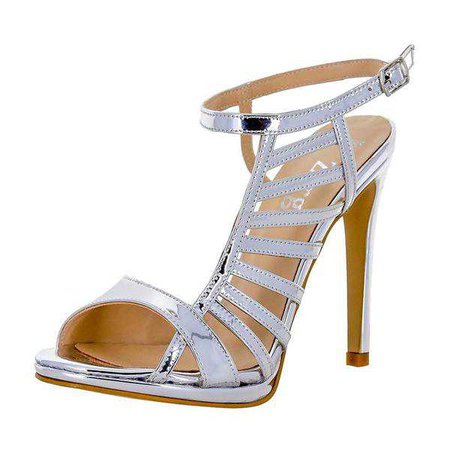 Fashiontage - Silver Stiletto Buckle Closure Sandals - 941510295613