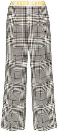 contrast stripe check trousers