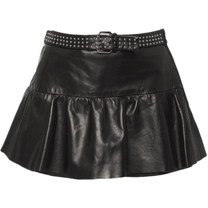 Mini Belted Leather Skirt PNG