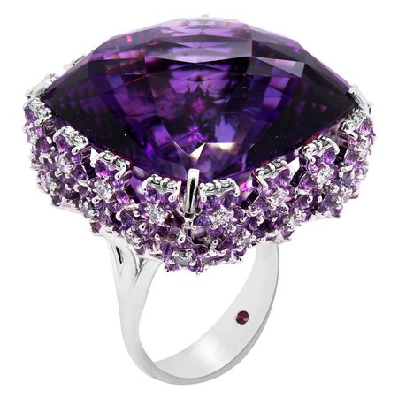 Roberto Coin 73.44 Carat Amethyst and Diamond Cocktail Ring