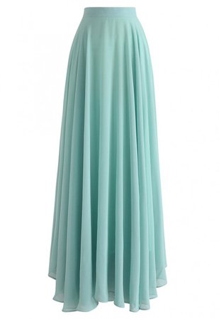 Timeless Favorite Chiffon Maxi Skirt in Mint - Retro, Indie and Unique Fashion