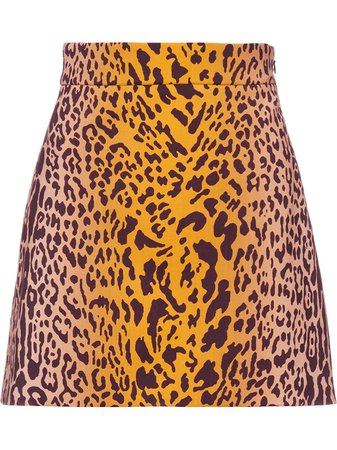 Miu Miu leopard pattern skirt brown & black MG15321YFZ - Farfetch