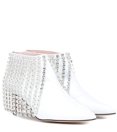 Crystal patent leather ankle boots