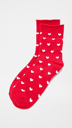 Plush Heart Rolled Fleece Socks | SHOPBOP