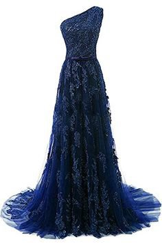 Pinterest | Blue formal beaded dress one-shoulder
