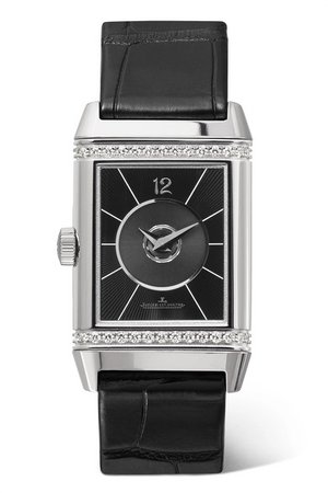 Jaeger-LeCoultre | Reverso Classic Duetto 24.4mm medium stainless steel, alligator and diamond watch | NET-A-PORTER.COM