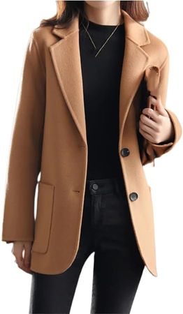 Amazon.com: YiKeGuiHuaShu Autumn and Winter Thick Woolen Womens Coat Small Suit : Clothing, Shoes & Jewelry
