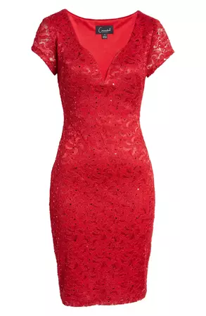 Connected Apparel Sweetheart Neck Sequin Lace Cocktail Dress | Nordstrom