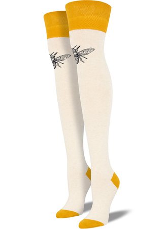 Bees Over-the-Knee Socks | Cute Thigh-High Honeybee Socks for Women - Cute But Crazy Socks