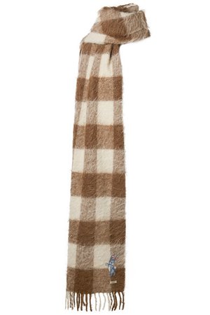 Gucci | Fringed checked knitted scarf | NET-A-PORTER.COM