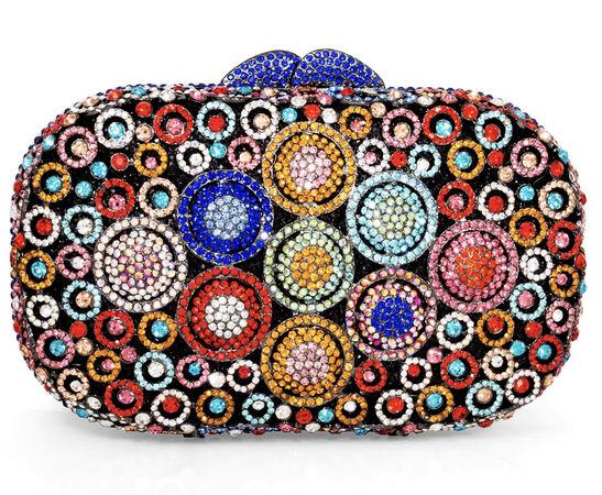 bedazzled multi color clutch