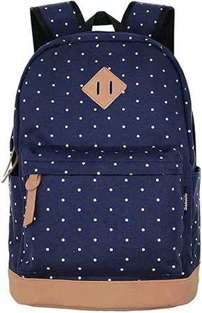 Amazon.com: Unisex Packable Lightweight Canvas College Backpacks Travel Hiking Laptop Backpack Rucksack Schoolbags School Book bag Daypack (Navy Blue Polka Dot) : Electronics