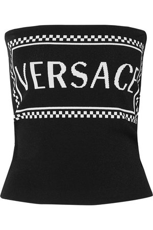 Versace | Strapless intarsia-knit top | NET-A-PORTER.COM