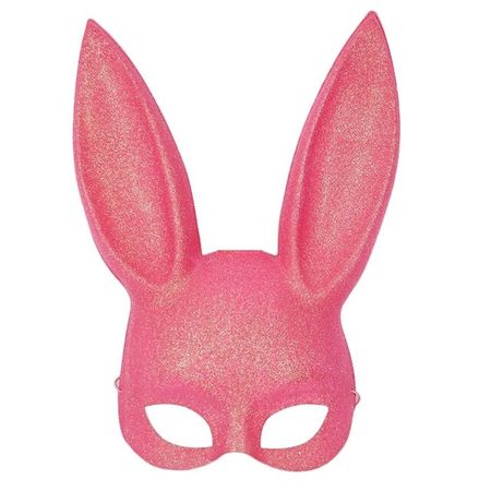 pink bunny half mask sparkly masquerade