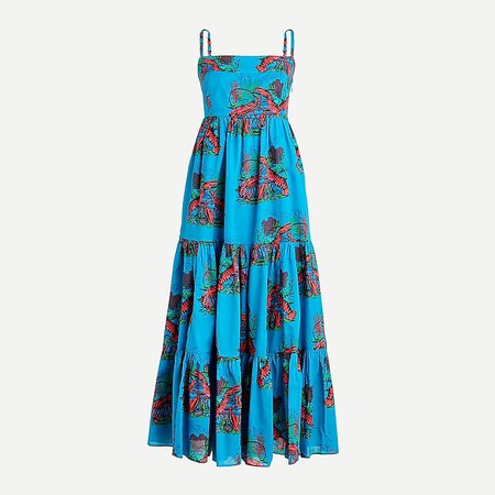 J.Crew: Tiered Maxi Dress In Lobster Print For Women