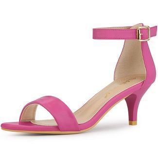 Allegra K Women Open Toe Kitten Heeled Ankle Strap Sandals Hot Pink Us 8.5 : Target