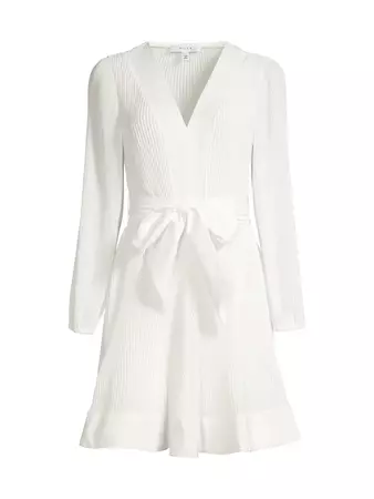 Shop Milly Liv Pleated Belted Minidress | Saks Fifth Avenue