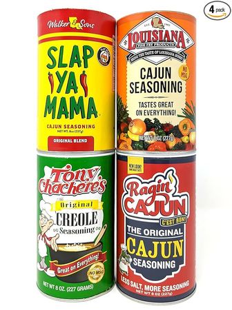 Amazon.com : Louisiana Cajun Seasoning - Slap Your Mama Seasoning - Tony Chachere Seasoning - Cajun Spice, MYGORP Bundle with 4 Different Brands (4 Items) : Grocery & Gourmet Food
