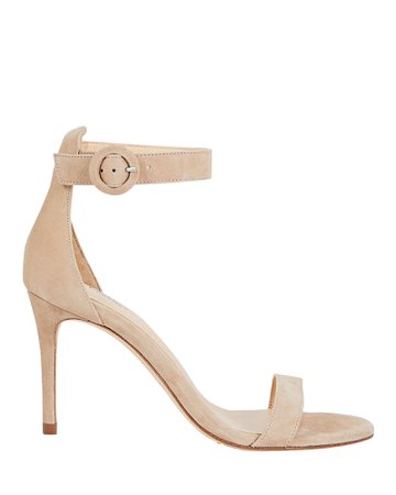 L'Agence Gisele Suede Sandals In Beige | INTERMIX®
