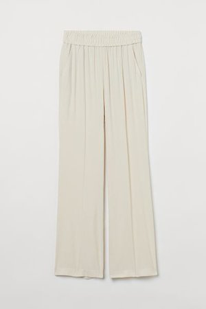 Wide-leg Pull-on Pants - Light beige - Ladies | H&M US