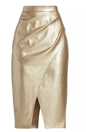 Elie Tahari Faux Leather Gold Skirt
