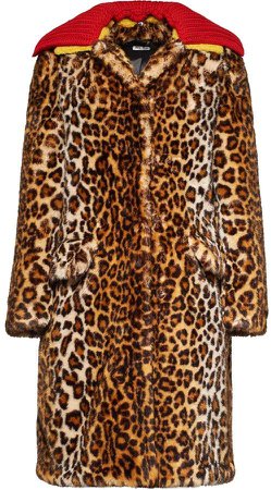 faux fur leopard print coat