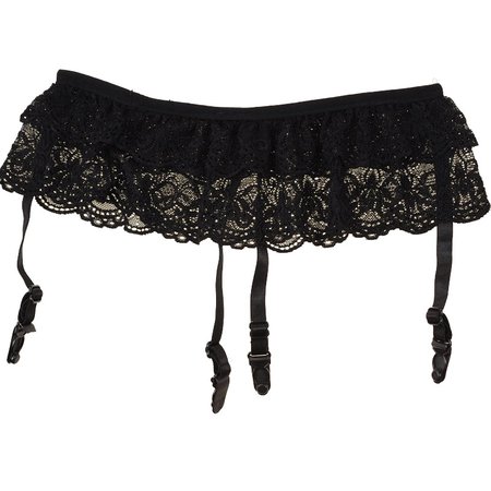 Sheer Double-layer Lace Garterbelt Garter Belt Skirt - Black - Free Shipping