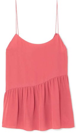 Pleated Silk-crepe Camisole - Red