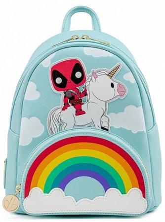 Pop by Loungefly Marvel Deadpool 30th Anniversary Unicorn Rainbow Mini Backpack