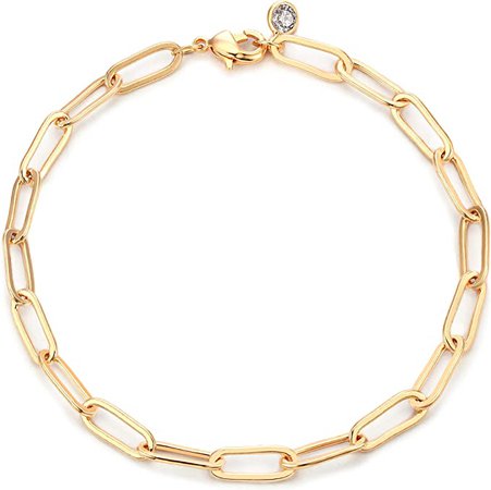 Amazon.com: Mevecco Gold Bracelets for Women 14K Gold Plated Dainty Handmade oval chain Bracelet for Women: Clothing, Shoes & Jewelry