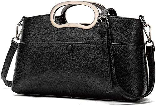 Amazon.com: Women Handbag Genuine Leather Satchel Purse Handbag Vintage Top Handle Handbag Work Tote Bag (Black) : Clothing, Shoes & Jewelry