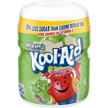 Kool-Aid Sugar-Sweetened Green Apple Artificially Flavored Powdered Soft Drink Mix, 19.5 oz Canister - Walmart.com