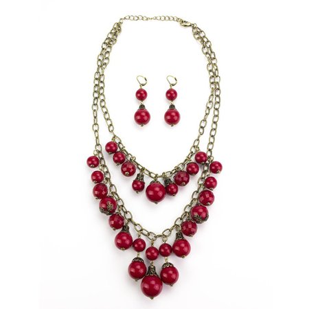 Poetry in Motion Red Bead Necklace | Earring Set | Necklaces | Earrings | lookluv.com