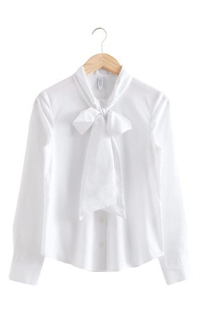 & Other Stories Bow Front Cotton Blouse | Nordstrom