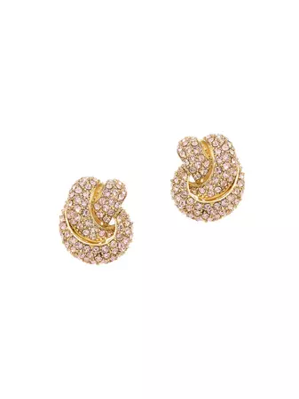 Shop Oscar de la Renta Goldtone & Glass Crystal Knot Earrings | Saks Fifth Avenue