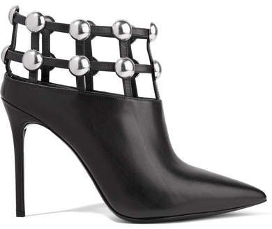 Tina Studded Leather Ankle Boots - Black