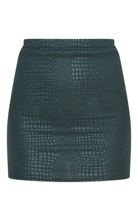 Green Croc Print Bodycon Mini Skirt | Skirts | PrettyLittleThing USA