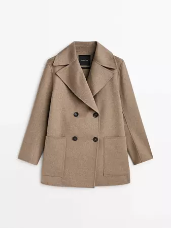 Short wool blend coat with pockets · Dark Camel · Coats And Jackets | Massimo Dutti