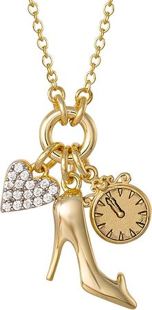 Amazon.com: Disney Princess Cinderella Yellow Gold Plated 3D Cubic Zirconia 18" Charm Necklace, Officially Licensed: Clothing, Shoes & Jewelry