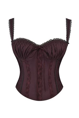 Clothing : Tops : 'Gini' Rich Brown Lack Back Corset