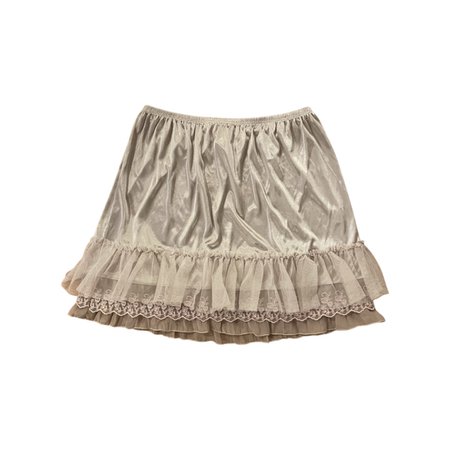 satin slip skirt with lace and tulle hem