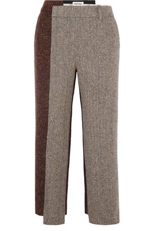 Monse | Cropped paneled herringbone wool-blend straight-leg pants | NET-A-PORTER.COM