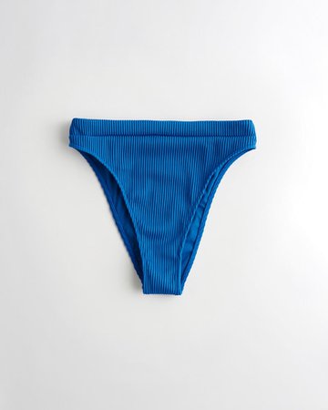 Girls Ribbed High-Waist High-Leg Bikini Bottom | Girls New Arrivals | HollisterCo.com blue