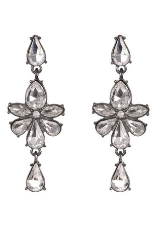 Womens Diamante Flower Chandelier Earrings | Peacocks